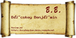 Böcskey Benjámin névjegykártya